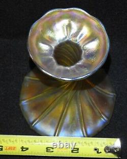 Louis Comfort Tiffany LCT Favrile Opalescent Gold Swirl 5 Candlestick Holder