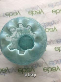 Lovely Aqua Opalescent Art Glass Rose Bowl