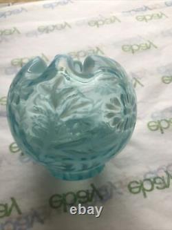 Lovely Aqua Opalescent Art Glass Rose Bowl