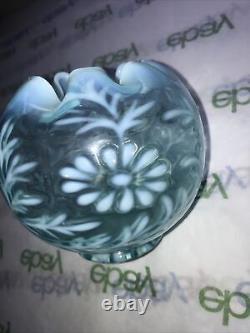 Lovely Aqua Opalescent Art Glass Rose Bowl