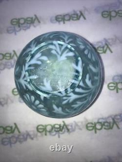 Lovely Aqua Opalescent Art Glass Rose Bowl