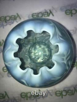 Lovely Aqua Opalescent Art Glass Rose Bowl