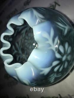 Lovely Aqua Opalescent Art Glass Rose Bowl