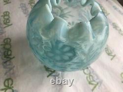 Lovely Aqua Opalescent Art Glass Rose Bowl