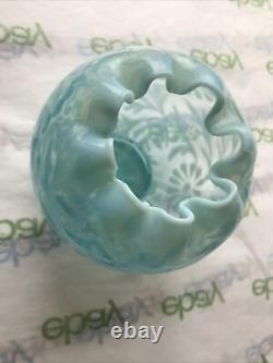 Lovely Aqua Opalescent Art Glass Rose Bowl