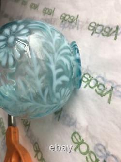 Lovely Aqua Opalescent Art Glass Rose Bowl