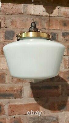 Lovely Rare Vintage Art Deco Opaline White Glass Ceiling Pendant Light Shade