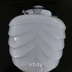 Lovely Rare Vintage Art Deco Opaline White Glass Ceiling Pendant Light Shade