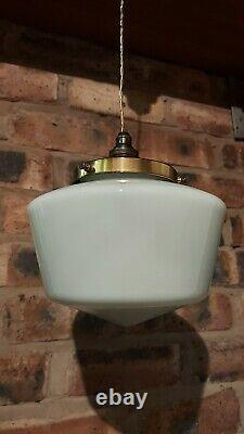 Lovely Rare Vintage Art Deco Opaline White Glass Ceiling Pendant Light Shade