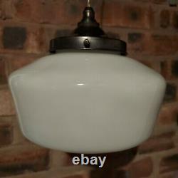 Lovely Rare Vintage Art Deco Opaline White Glass Ceiling Pendant Light Shade