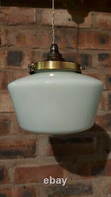 Lovely Rare Vintage Art Deco Opaline White Glass Ceiling Pendant Light Shade