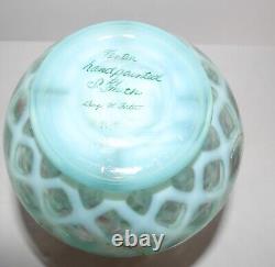Lovey 1996 Fenton Opaline Hand Painted S. Smith Blush Rose 8 Trellis Vase#217