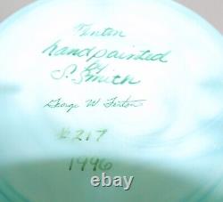 Lovey 1996 Fenton Opaline Hand Painted S. Smith Blush Rose 8 Trellis Vase#217