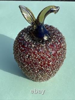 Lundberg Signed LS 2-29-88 M32, Red/Amber Opalescent Art Glass Apple