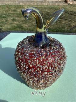 Lundberg Signed LS 2-29-88 M32, Red/Amber Opalescent Art Glass Apple