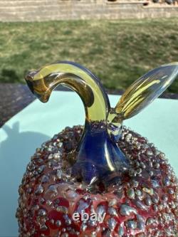 Lundberg Signed LS 2-29-88 M32, Red/Amber Opalescent Art Glass Apple