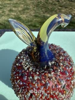 Lundberg Signed LS 2-29-88 M32, Red/Amber Opalescent Art Glass Apple