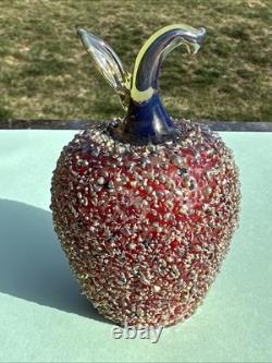 Lundberg Signed LS 2-29-88 M32, Red/Amber Opalescent Art Glass Apple