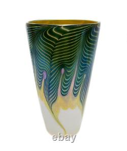 Lundberg Studios Opaline Pulled Feathered Art Glass Vase, 2007 #020300
