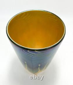 Lundberg Studios Opaline Pulled Feathered Art Glass Vase, 2007 #020300
