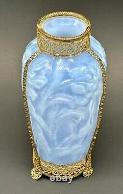 MARTELE Consolidated Phoenix Opalescent Glass Ormolu Mounted Vase Jonquil 8