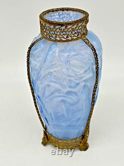 MARTELE Consolidated Phoenix Opalescent Glass Ormolu Mounted Vase Jonquil 8