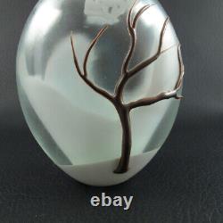 MATTHEW BUECHNER Thames Glass Newport Art Vase Opalescent Vase Snowy Tree 1082