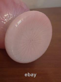 MCM Italian EMPOLI Art Glass OPALINE SWIRL Pink White 2 Handled 13 TROPHY VASE