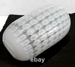 MID Century Modern Murano Art Glass White Murrine Vase Opalescent & Clear Glass