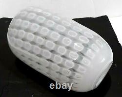 MID Century Modern Murano Art Glass White Murrine Vase Opalescent & Clear Glass