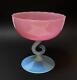 Mid Century Vintage Italian Murano Pink Opaline Opalescent Glass Pedestal Bowl