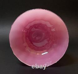 MID Century Vintage Italian Murano Pink Opaline Opalescent Glass Pedestal Bowl