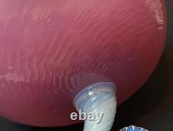 MID Century Vintage Italian Murano Pink Opaline Opalescent Glass Pedestal Bowl