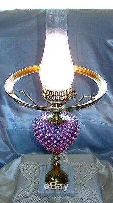 MINTYVINTAGE50sPRELOGOFENTONGLASSCRANBERRY OPALESCENTHOBNAILHUGE25LAMP