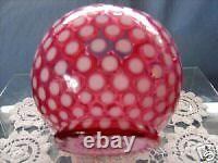 MINT+PERFVINTAGE1950sFENTON GLASSCRANBERRY OPALESCENTPOLKA DOT5ROSE BOWL