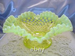 MINT+PERFVINTAGE50'sFENTON GLASSVASELINEOPALESCENTHOBNAIL8FTD FRUIT BOWL