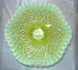 MINT+PERFVINTAGE50'sFENTON GLASSVASELINEOPALESCENTHOBNAIL8FTD FRUIT BOWL