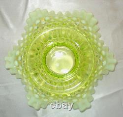 MINT+PERFVINTAGE50'sFENTON GLASSVASELINEOPALESCENTHOBNAIL8FTD FRUIT BOWL