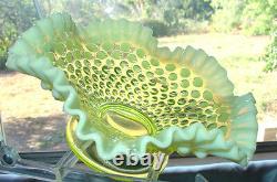 MINT+PERFVINTAGE50'sFENTON GLASSVASELINEOPALESCENTHOBNAIL8FTD FRUIT BOWL