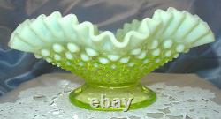 MINT+PERFVINTAGE50'sFENTON GLASSVASELINEOPALESCENTHOBNAIL8FTD FRUIT BOWL