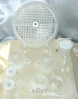 MNT+PRF40sFENTON GLASSFRNCH WHITEOPALESCENTHOBNAILWithTRAY7pc CONDIMENT SET