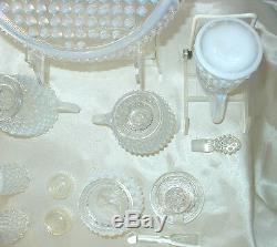 MNT+PRF40sFENTON GLASSFRNCH WHITEOPALESCENTHOBNAILWithTRAY7pc CONDIMENT SET