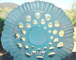 MNT+PRFVINTAGE40sSRCFENTON GLASSBLUE OPALESCENTCOIN DOTLG3pcCONSOLE SET