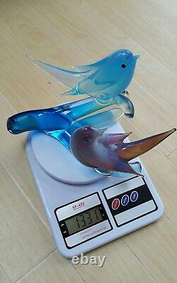 MURANO GLASS BIRDS ON A BRANCH OPALINE EX CONDITION seguso mid century