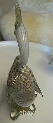 Mid Cent Modern Murano Art Glass Fratelli Toso Opalescent Gold Bird BULLICANTE