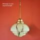 Mid Century Art Deco Cream Opaline Marbled Glass Pendant Light Brass Lighting