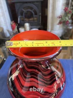 Mid Century Carlo Moretti Cased Opaline Murano Glass Vase In Red & Black