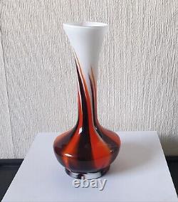 Mid-Century Modern Carlo Moretti Orange, Red & Black Opaline Florence Vase70's