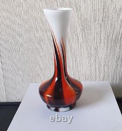 Mid-Century Modern Carlo Moretti Orange, Red & Black Opaline Florence Vase 70's
