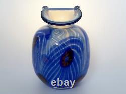 Mid Century Murano Art Glass Vase Opalescent Aqua Studio Blown vase